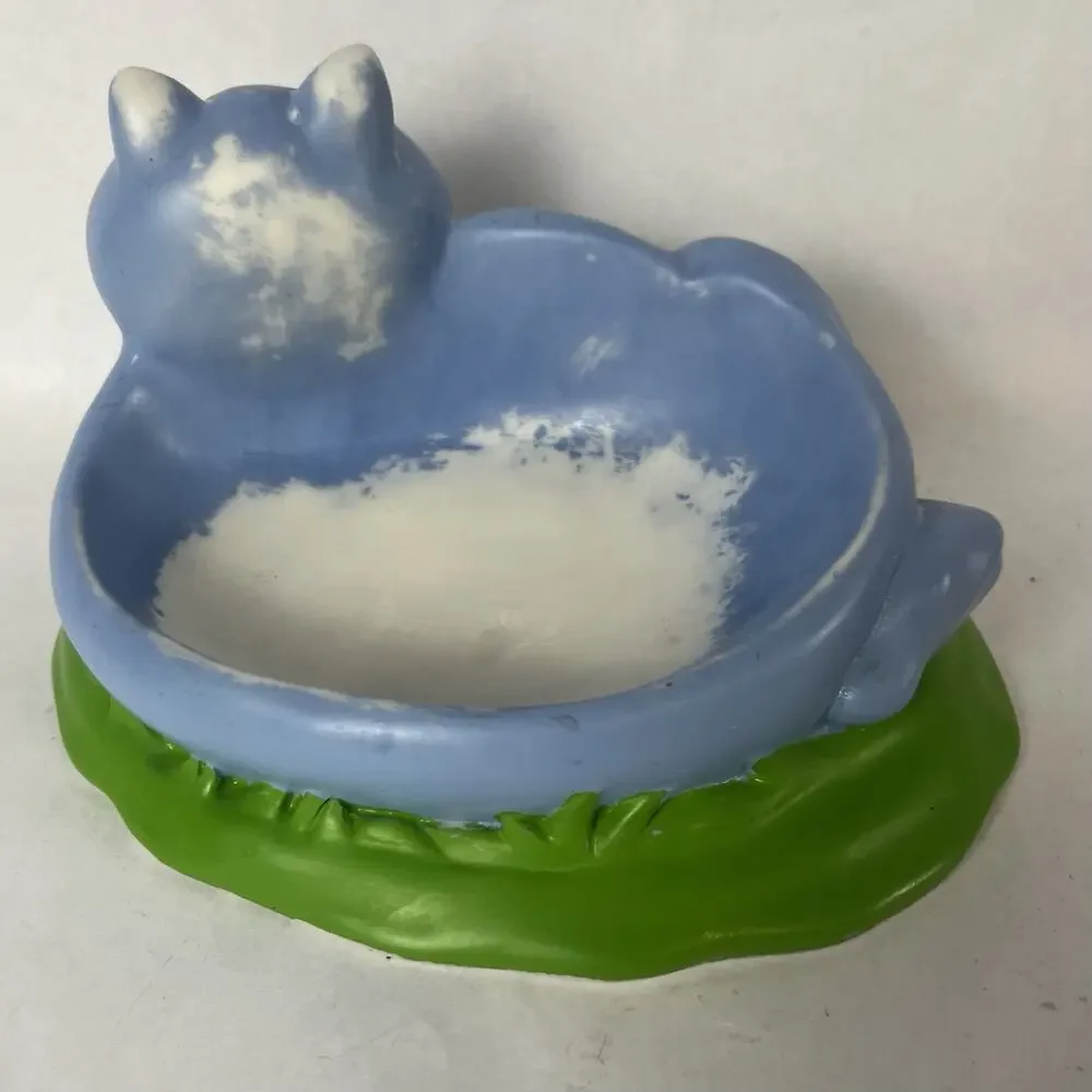 Vtg Anne Ormsby Fat Cats Blue Kitty Soap Trinket Dish Whimsical Cat Lover Decor